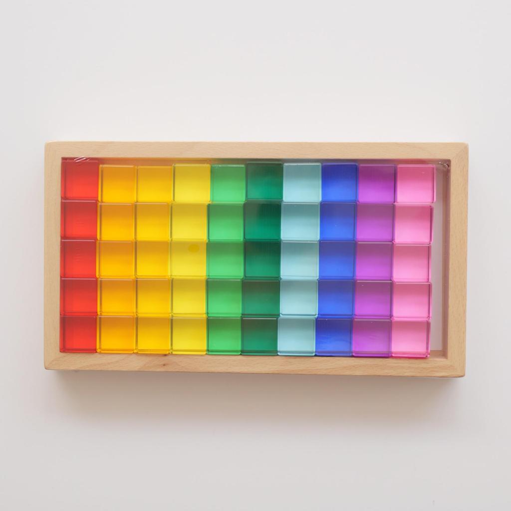 Transparent Rainbow 3D Building Blocks: Educational Acrylic Cubes for Children