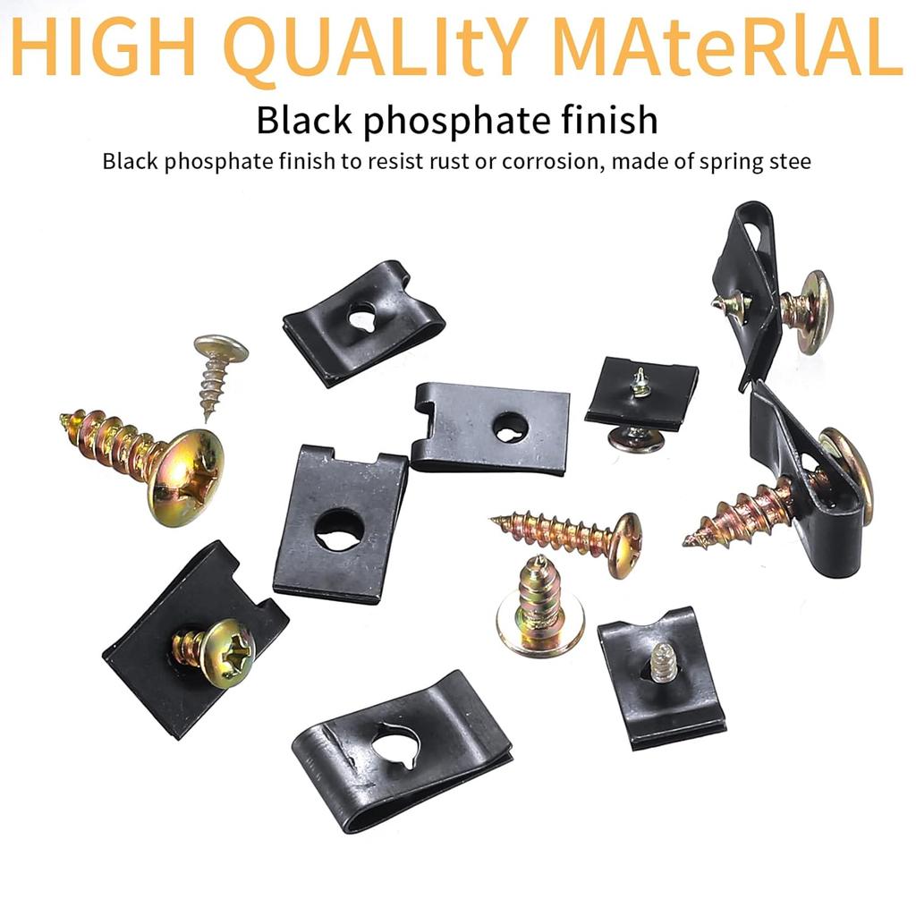 180 Pcs Automotive Screws And Car U Clips Assortment Kit, Including 90 Pcs Cross Head Mounting Screws, 90 Pcs Automotive U-Style Screw Clip-On Nuts,
