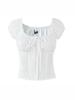 Pure Desire Retro White Puff Sleeve Slimming Top