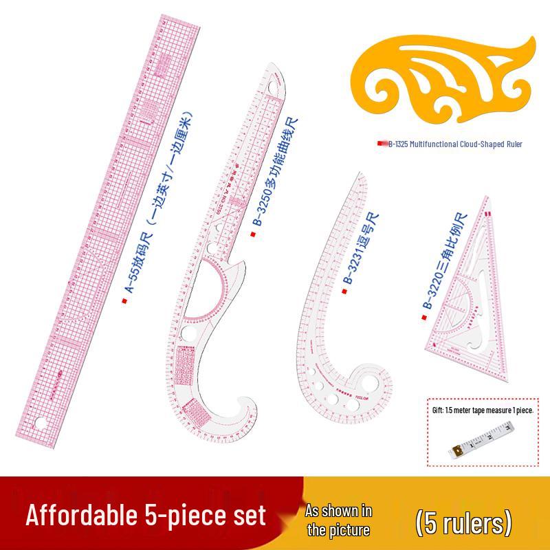 Multifunctional Dressmaking and Grading Ruler Set for Sewing, Tailoring, Curve Cutting, and Proportion Pattern Making