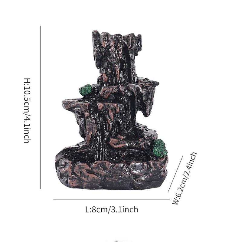 Creative Resin Mountain Stream Backflow Incense Burner Waterfall Smoke Fountain Ornament Indoor Home Tea Room Desktop Decor Gift