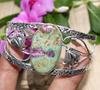 Huge Ruby In Fuchsite 925 Silver Plated Bangle 6.5" Women Gifts Trendy a7W79