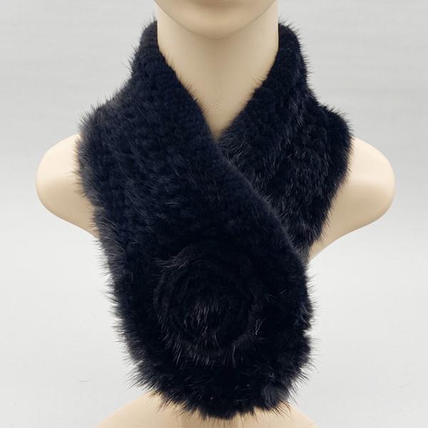 Women Scarf Natural Mink Fur Scarf Winter Female Warm Shawls Stylish Solid Knitted Neckwarmer 62cmx10cm