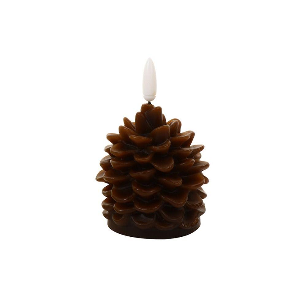 Warm Color Light LED Candles Flameless Electronic Candle Pine Cone Candle Light  Daily Night Use