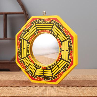 Specchio Bagua da Esterno Piccolo: Ornamento per Porta e Finestra Convesso/Concavo con Tavola di Legno