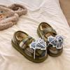 Korean version of cute Mickey plaid cotton shoes for women's 2025 new home warmth and outer wear thick-soled plush cotton shoes