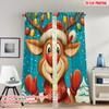 2pcs 2D Flat Printing Happy Christmas Scene Curtains Christmas Reindeer Cartoon Holiday Joy Digital Printed Polyester Drapes