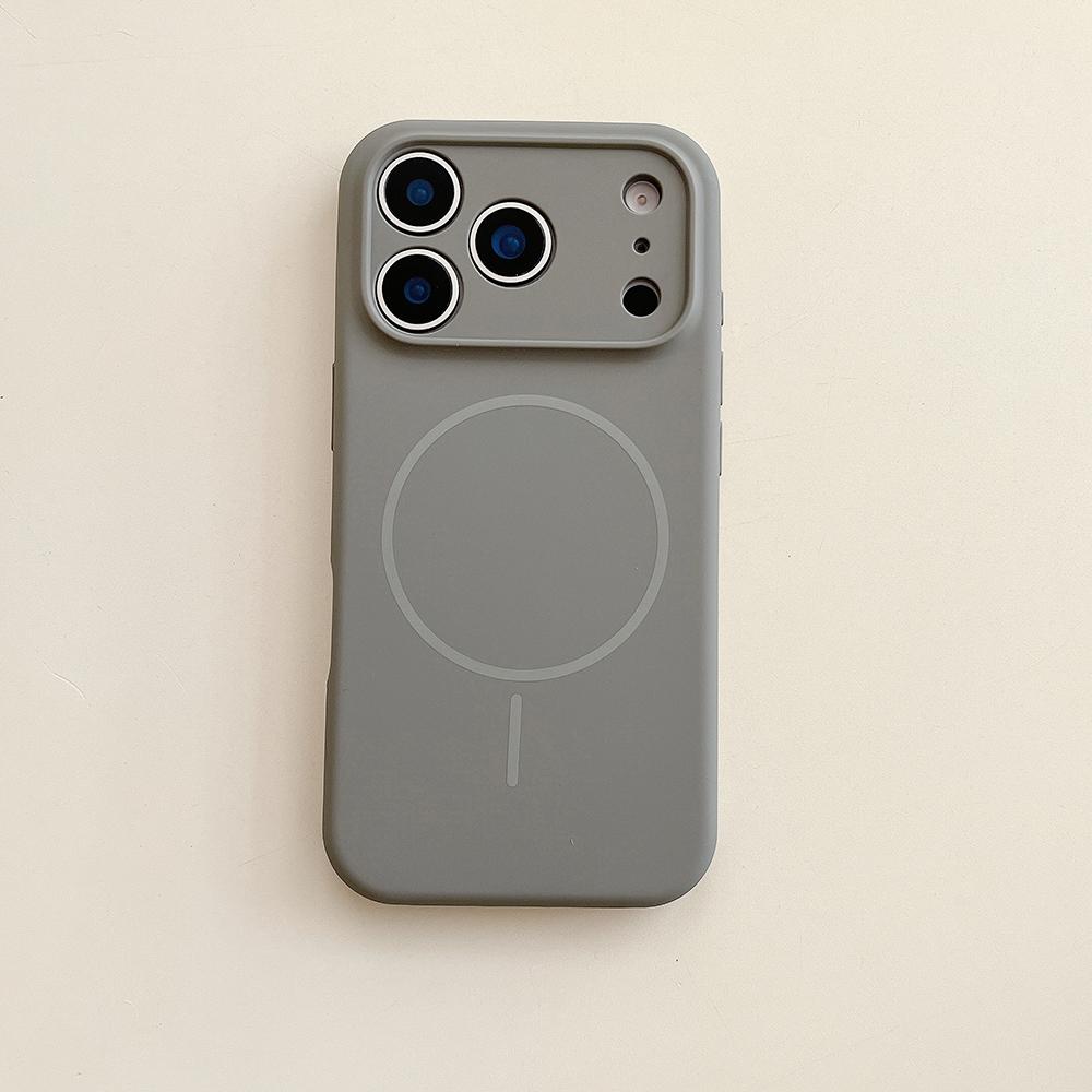 For Magsafe Magnetic Wireless Charging Luxury Solid Color Silicone Lens Protection Phone Case For iPhone17 Air 16 15 Pro Max