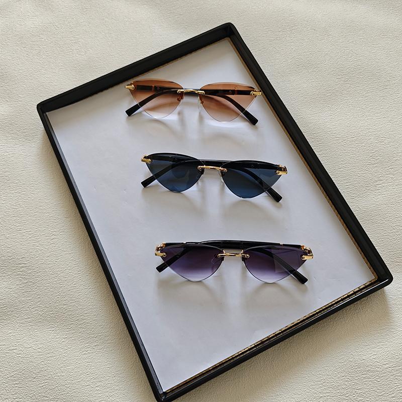 

3Pcs/Set Triangle Rimless Sunglasses Fashion Women Outdoor Small Frame Sun Glasses Trendy Summer Photography Accessory Eyewear As picture
