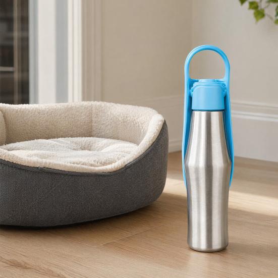 750ML Portable Dog Water Bottle, Leak-Proof Stainless Steel Water Bowl for Dog Cats, Large Capacity Outdoor Travel Pet Water Dispenser