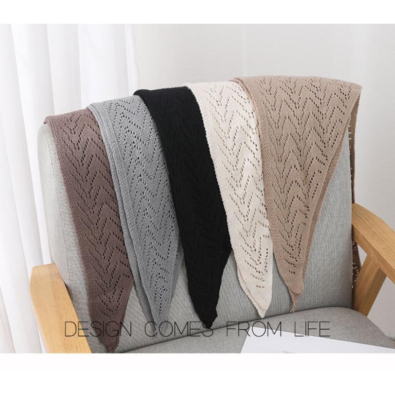 Spring Summer Knitted Triangle Scarf Dual Use Shawl Head Wrap