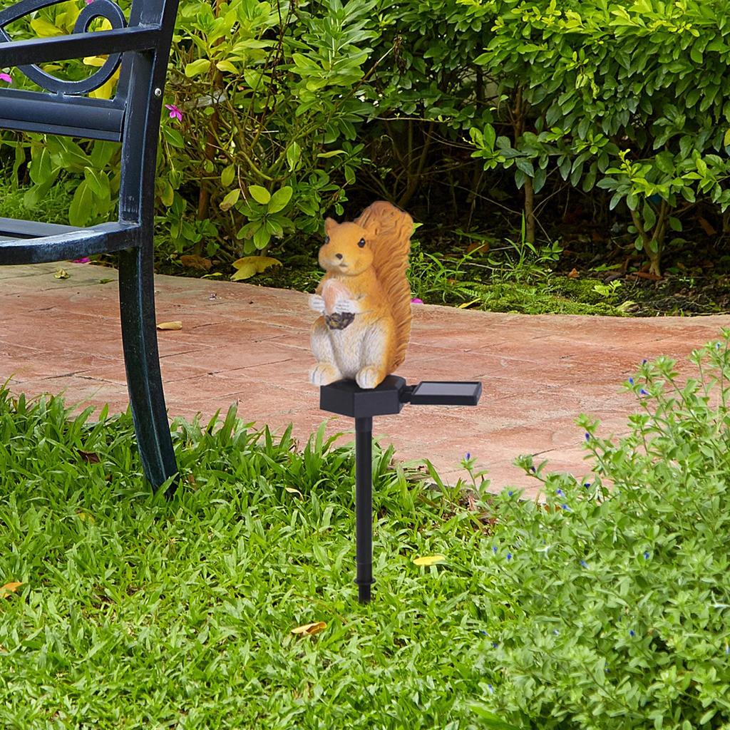 Animal Statue Led Lights Decor Housewarming Gift Solar Garden Stake Resin Figurine for