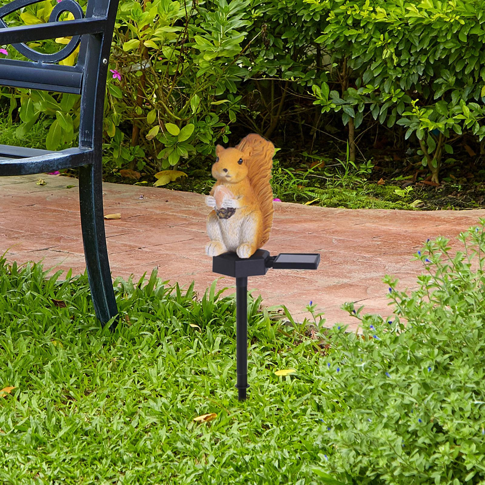 

Статуя животного, светодиодные фонари, декор, подарок на новоселье, солнечная садовая кола, фигурка из смолы для Squirrel11x11x33.5cm