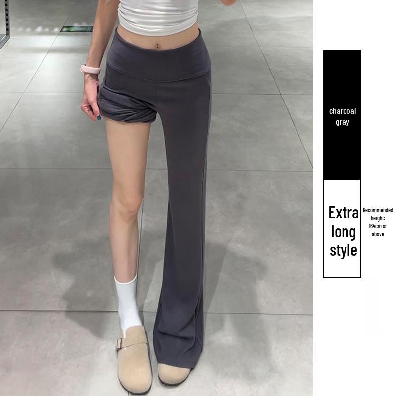 Women s Gray Micro-Flare Low-Waist Yoga Pants - Slimming Drape for Spring/Autumn 2026 XL