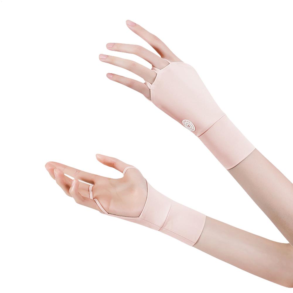 Women Protector Golf Gloves Cool Breathable Half Finger Glove Ice Silk Wrist Wristband Ice Silk Mittens Outdoor