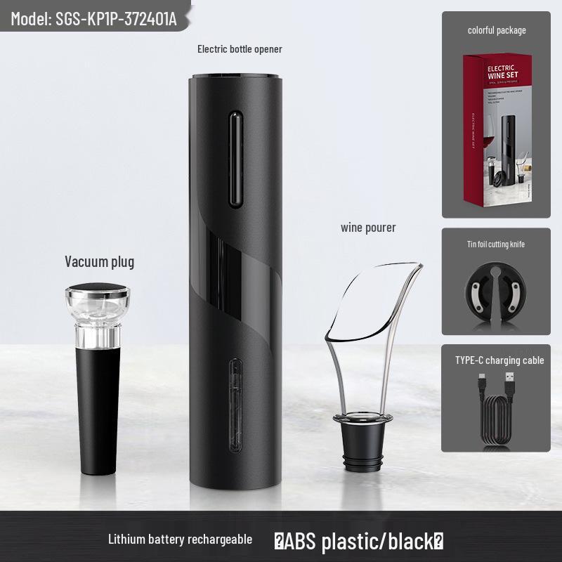 Conjunto Abridor de Vinho Elétrico Automático Recarregável - Ferramenta Doméstica Multifuncional