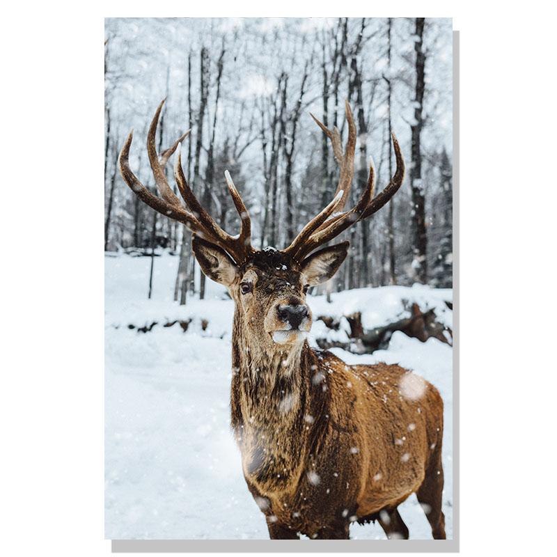 Flower Lake Snow Owl Deer Forest Landscape Winter Wall Art Canvas Painting Nordic Posters And Prints Wall Pictures Home Decor