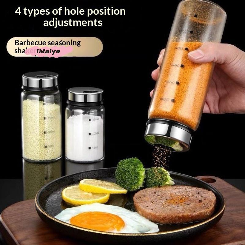 Hochwertiger Borosilikatglas Gewürzstreuer 200/300/500ml Gewürzdose mit Drehverschluss Salz Sesam Gewürz Versiegelte Flasche für die Küche