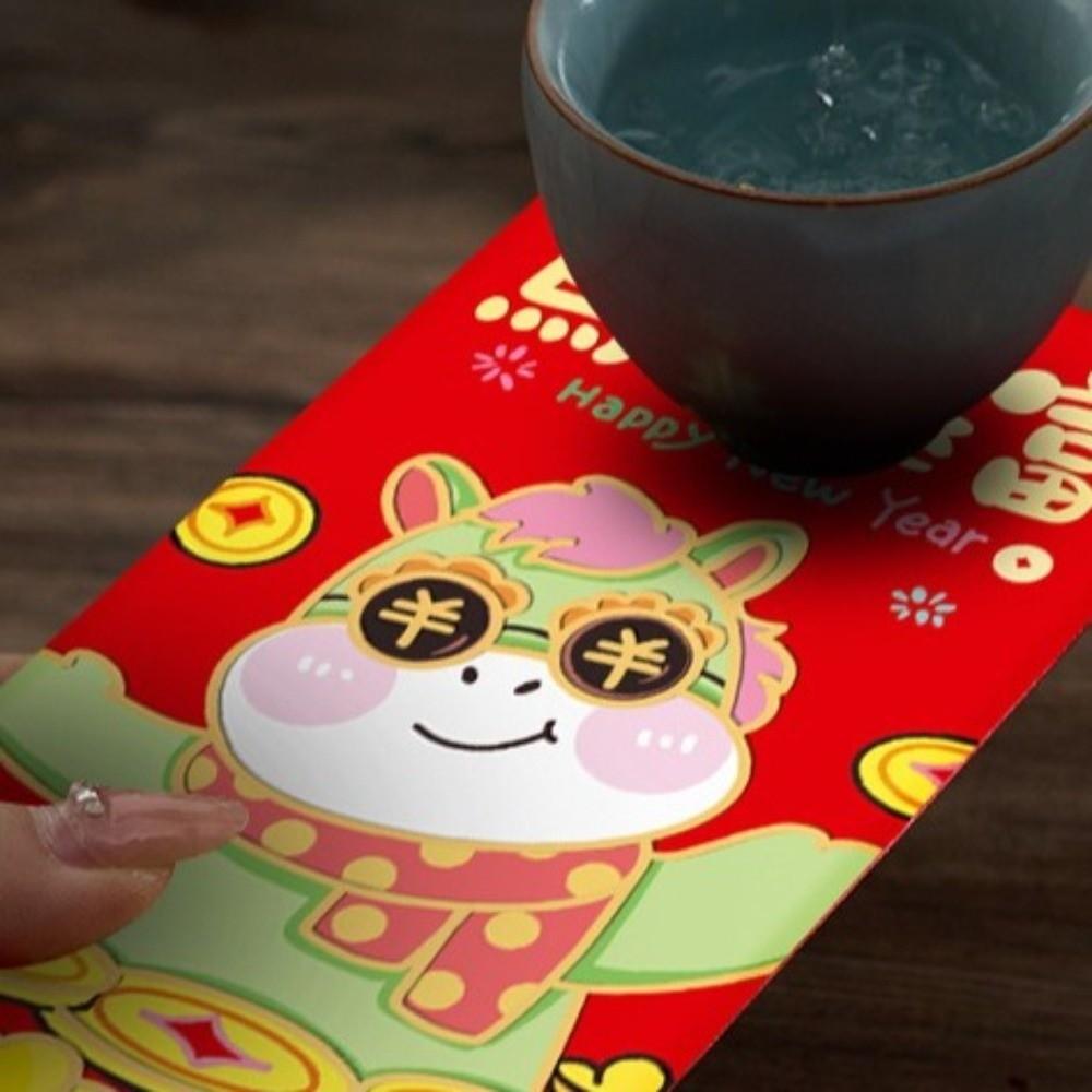 6pcs Traditional Lucky Money Envelopes Cartoon Money Bag Gift Bag Red Packet  Chinese New Year