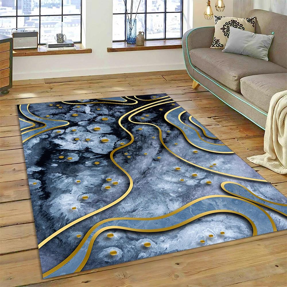 Dream Colour Splendid Marble Gold Nordic Rug for Home Living Room Bedroom Sofa Doormat Kitchen Decor Mat