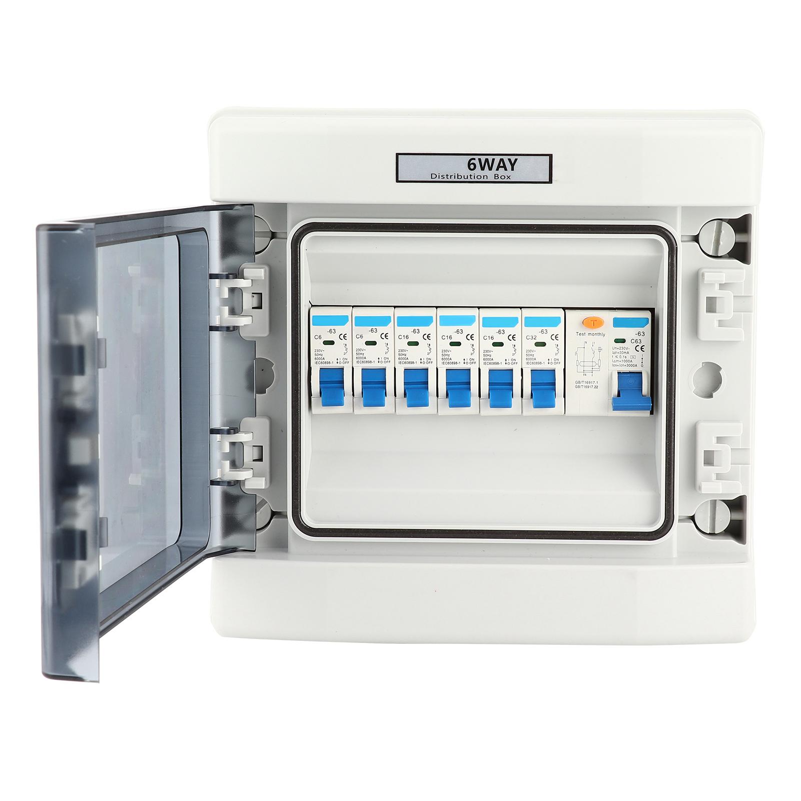 

Miniature Circuit Breaker Leakage 63A 30mA RCD 6MCB SEGEU 6WAY EU 230/400V