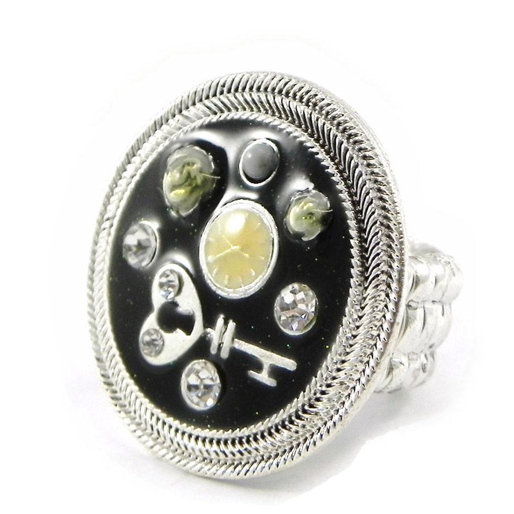 Les Trésors De Lily [H9839] - Dizajnový prsteň 'Babouchka' čierny strieborný