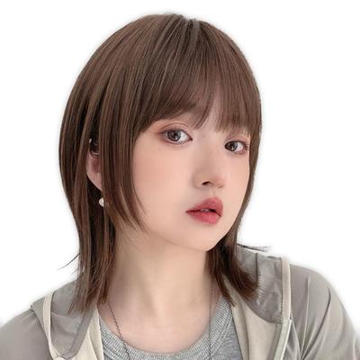 Peruca média Wolf Layer Bob Natural Full Wig [Bright Lala] Feminina hf1953-UB