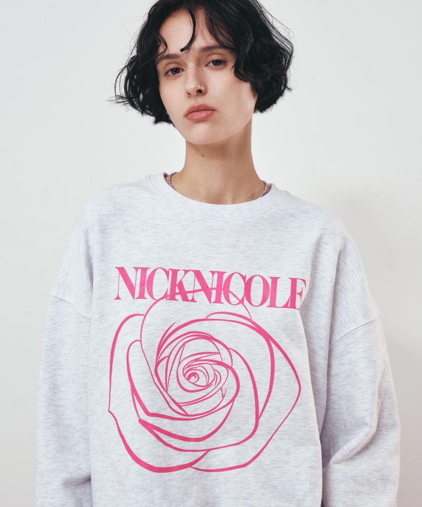 Nigaennikol Nicole Rose Printing Sweatshirt_Melange Pink