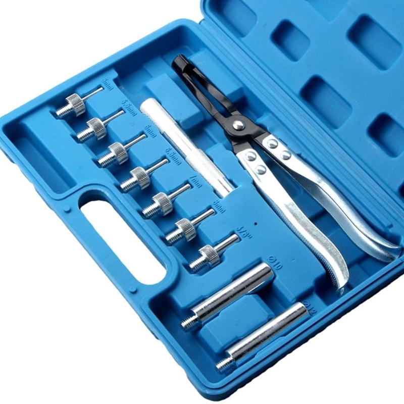 11 Piece Comprehensive Valves Seal Removal and Installer Tool Set For Multiple Vehicle Types Including Blue Storage Case