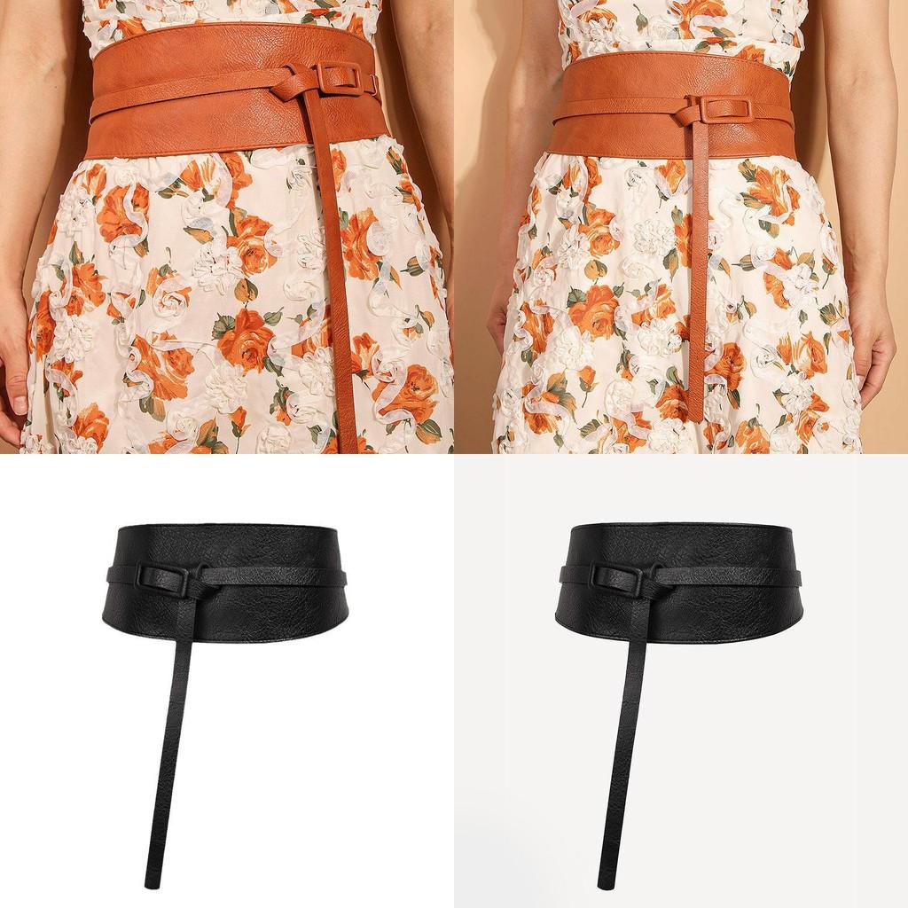 Womens Faux Leather Wide Waist Belt With Tie Closure For Summer Fashion Accessories
