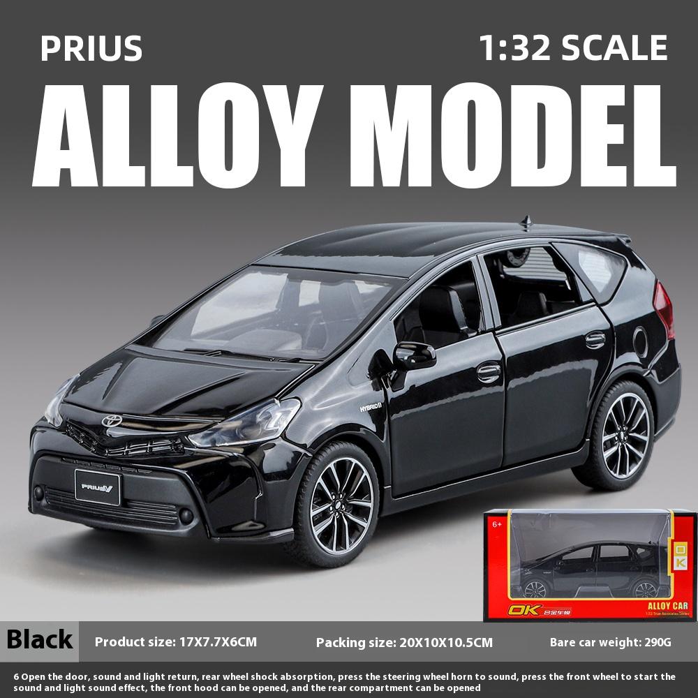 

Масштаб 1/32 Игрушечная машинка TOYOTA PRIUS из сплава Литая модель Звук и свет Инерционная игрушечная машинка Декоративные украшения центральной консоли Подарок для ребенка чёрный