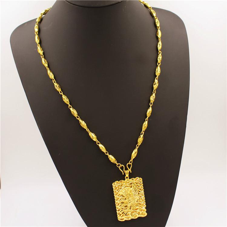 Luxurious 9999 24K real gold men's necklace Guan Gong Guanyin faucet pendant domineering fashion accessories