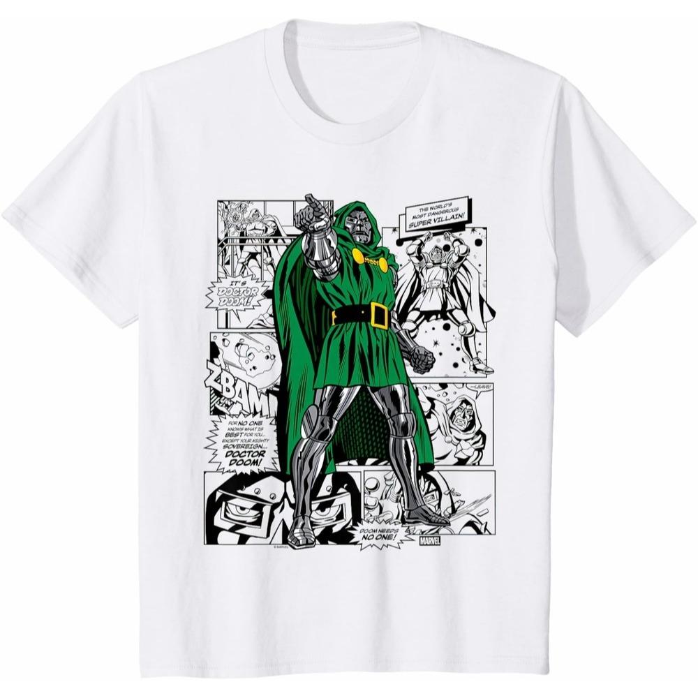 Doctor Doom Marvel TShirt Unisex Short Sleeve Vintage Style Heavyweight Cotton Regular Fit Crew Neck Casual Top for Adult Fans