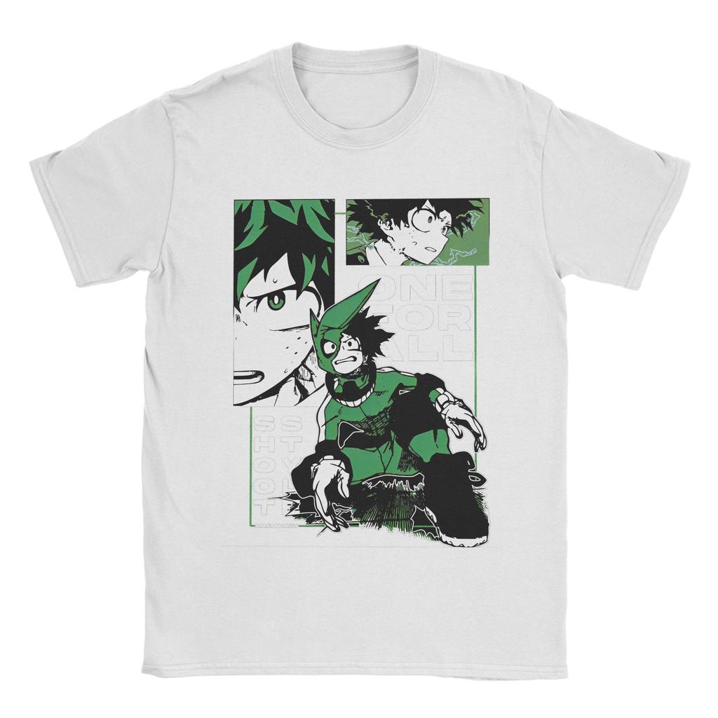 My Hero Academia Deku Anime Tshirt Men's Cotton Top Tee Hip Hop Round Neck Short Sleeve