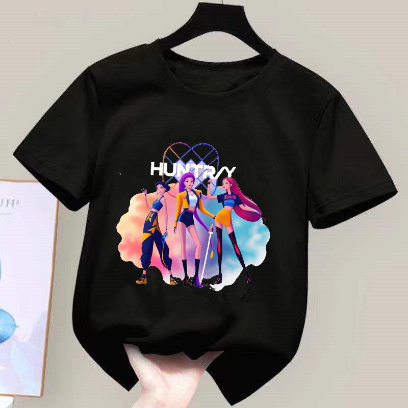 K-POP Demon Hunter Girl Group Unisex Cotton T-Shirt - Kids' Summer Short Sleeve Round Neck Top