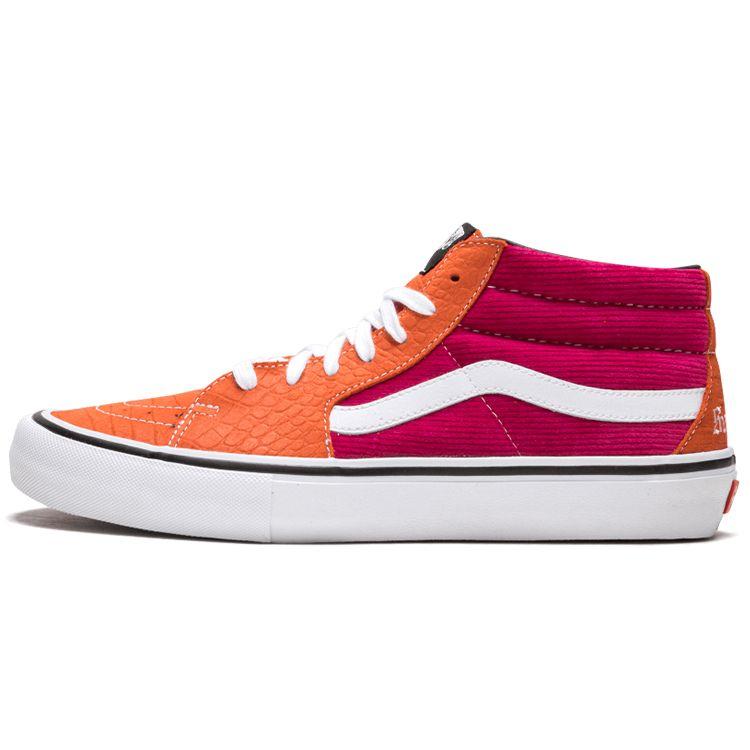 

Вельветовые кроссовки унисекс Vans Supreme x Sk8 Mid Pro Orange Fuschia VN0A347UPUJ