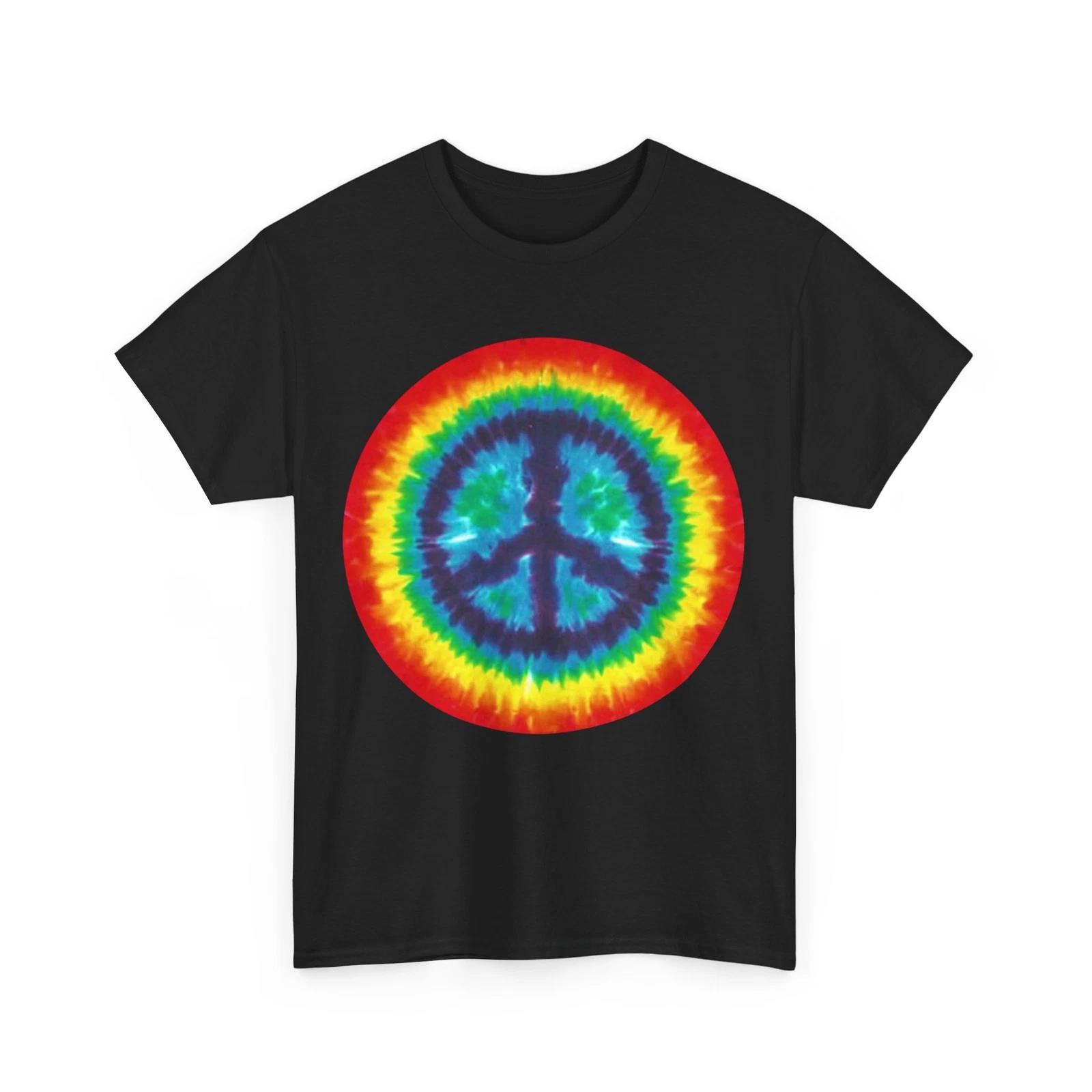 Peace Sign Shirt, Hippie 80 s Colorful T-shirt, Peace Sign Lovers Tie Dye Shirt M