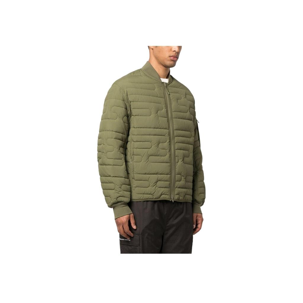 Y-3 Quilted Baseball Collar Straight Hem Zipper Pilot Jacket Men Jackets Olive-Green HT4478