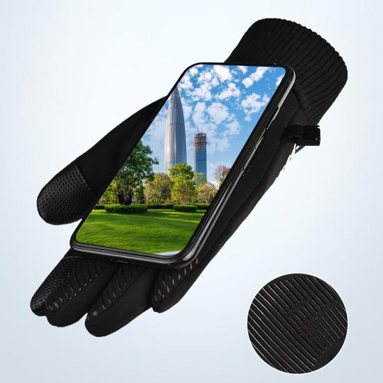 1 Pair Unisex Gloves Fleece Lined Touch Screen Windproof Solid Color Waterproof Cycling Fishing Skiing Gloves for Outdoor