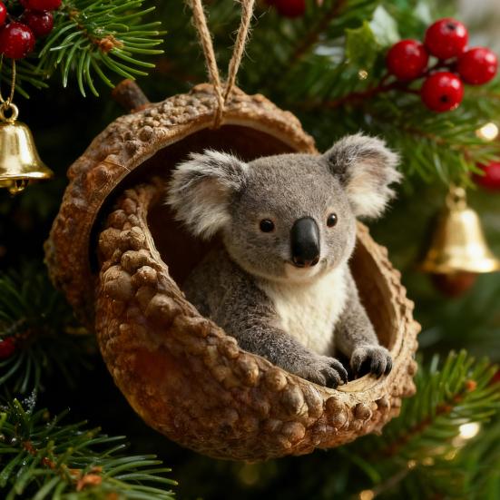 Yousheng Forest Animal Acorn Ornament 2D Acrylic Cozy Forest Christmas Ornament Woodland Creature Hanging Decoration for Xmas Tree Holiday Decor