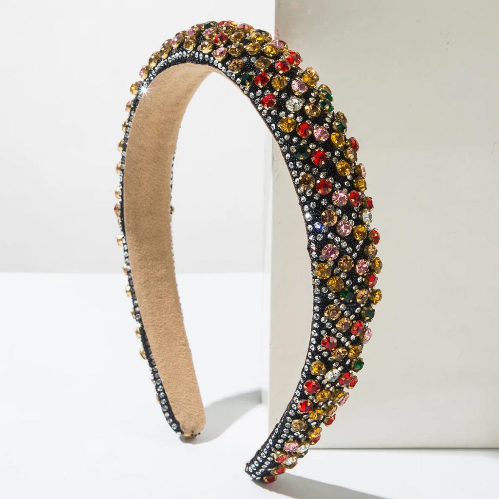 Schwerindustrie Schwamm Voller Diamanten Luxus Zigeuner Trend Stirnband Einfache Strass Glänzende Kugel Haaraccessoires