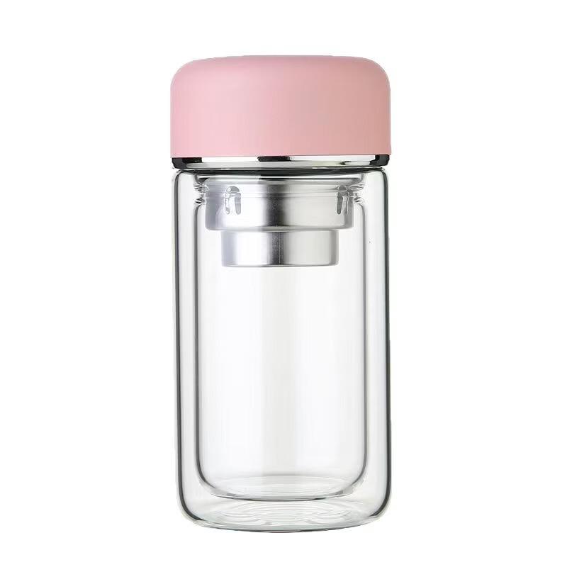 OLOEY Women's Double-Layer Portable Anti-Scald Glass Cup