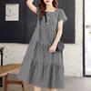 ZANZEA Women Plaid Print Summer Casual Square Collar Short Sleeve Dress