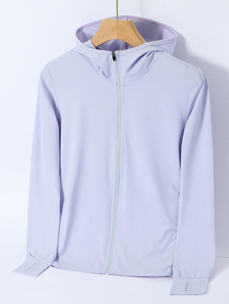 Women's Summer Sun Jacket Zippered Lightweight Ice Silk Sun Jacket for Outdoor Activities