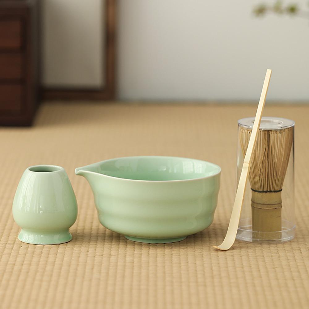 4Pcs Japanese Matcha Tea Set Ceramic Matcha Chasen Set Matcha Whisk Stand Kit  Tea Room