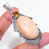 Natural Orange Aventurine, Citrine 925 Sterling Silver Pendant 2.64" ZS-418
