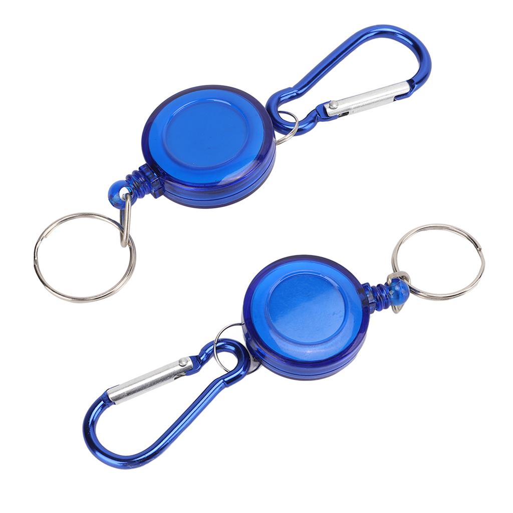 3PCS Nylon Rope Telescopic Burglar Tool Mini Anti Lost Retractable Pull Keychain BuckleBlue