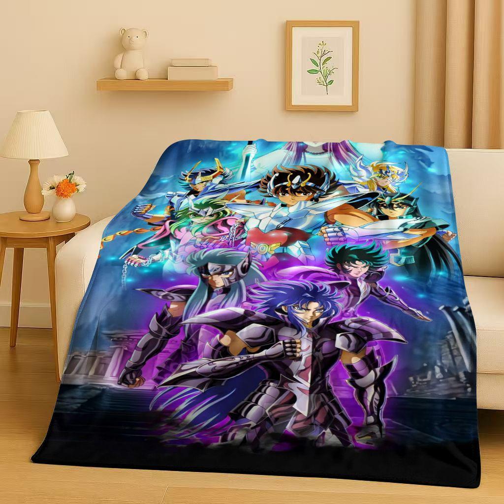 Classic Saint Seiya Shiryu Athena Cartoon Flannel Blanket,Ultra Soft Warm Plush Throw for Home Bedroom Bed Sofa Cover Travel Kid