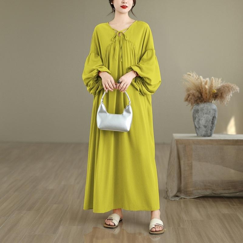 Long Sleeve Plus Size Chiffon Vintage New In Dresses for Women Casual Loose Spring Summer Autumn Dress