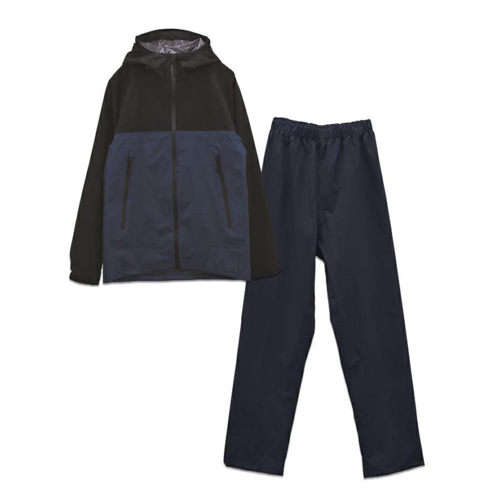 Prono Lightweight Stretch Rain Top and Bottom Rainwear for and Rainy Season Suit, Set, PR-2531, Navy, Large, Waterproof, Breathable, Water-Repellent,